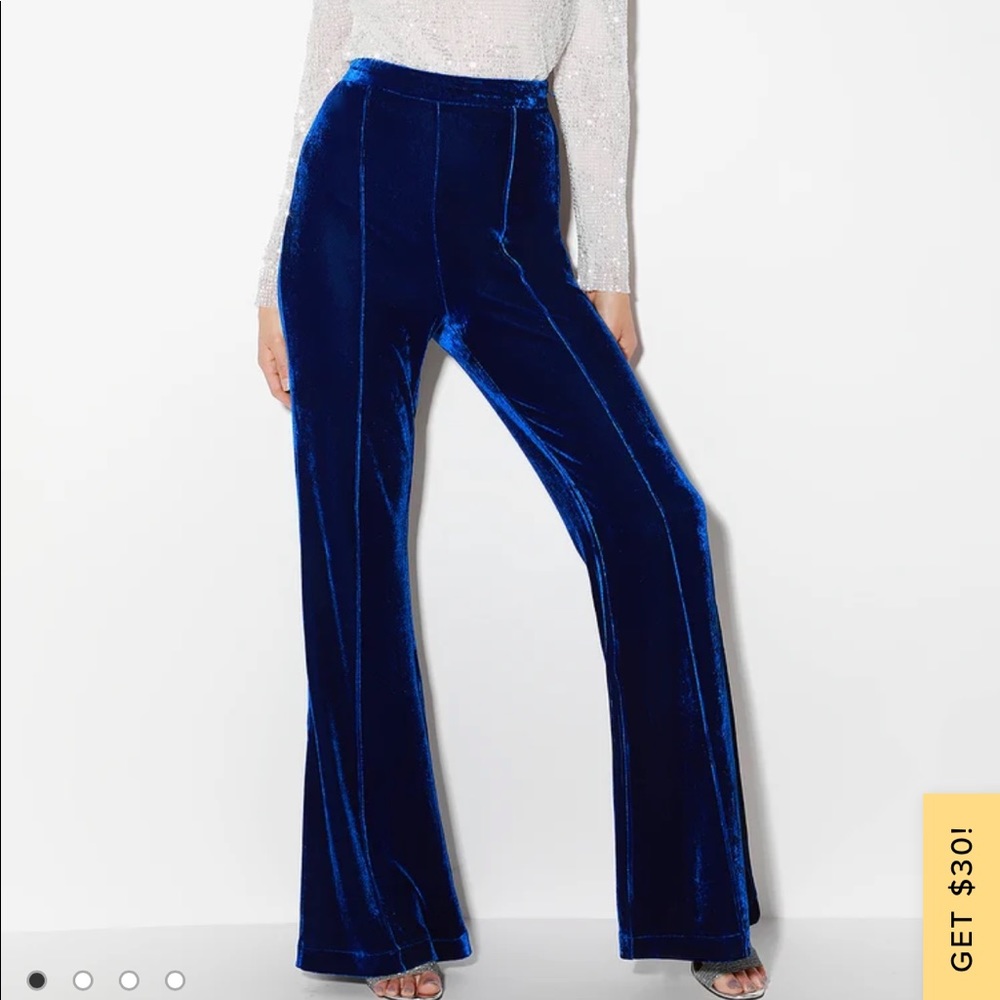 Rossi Royal Blue Velvet Wide-Leg Pants
